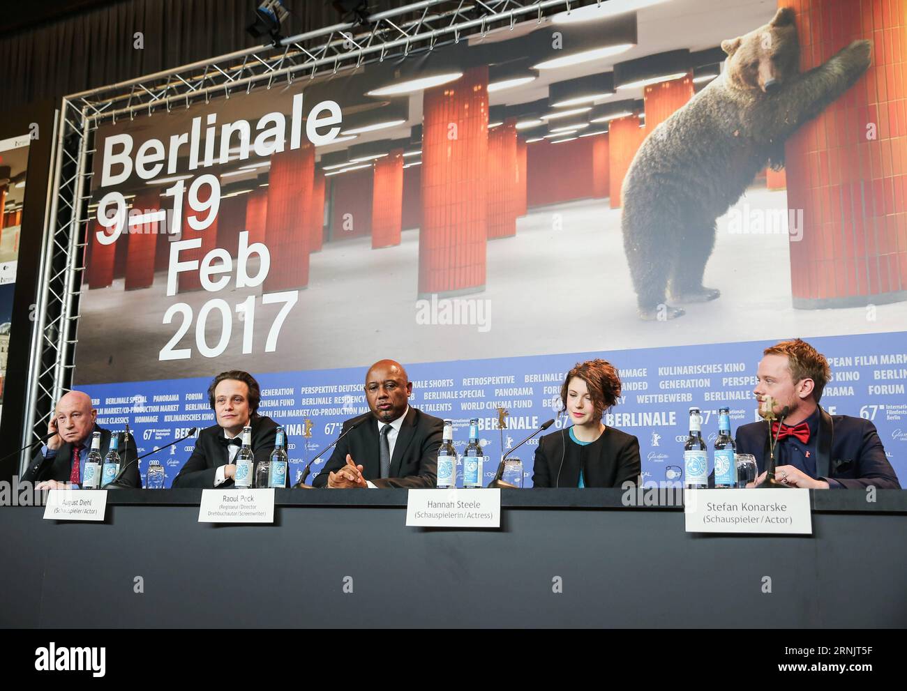Cast members of the film Le jeune Karl Marx (The Young Karl Marx) attend a press conference during the 67th Berlinale film festival in Berlin, capital of Germany, on Feb. 12, 2016. The 67th Berlin International Film Festival runs from Feb. 9 to 19, during which a total of 399 films from 72 countries and regions will be screened and a series of cultural events will be held. )(gj) GERMANY-BERLIN-67TH BERLINALE- LE JEUNE KARL MARX ShanxYuqi PUBLICATIONxNOTxINxCHN   Cast Members of The Film Le Jeune Karl Marx The Young Karl Marx attend a Press Conference during The 67th Berlinale Film Festival in Stock Photo