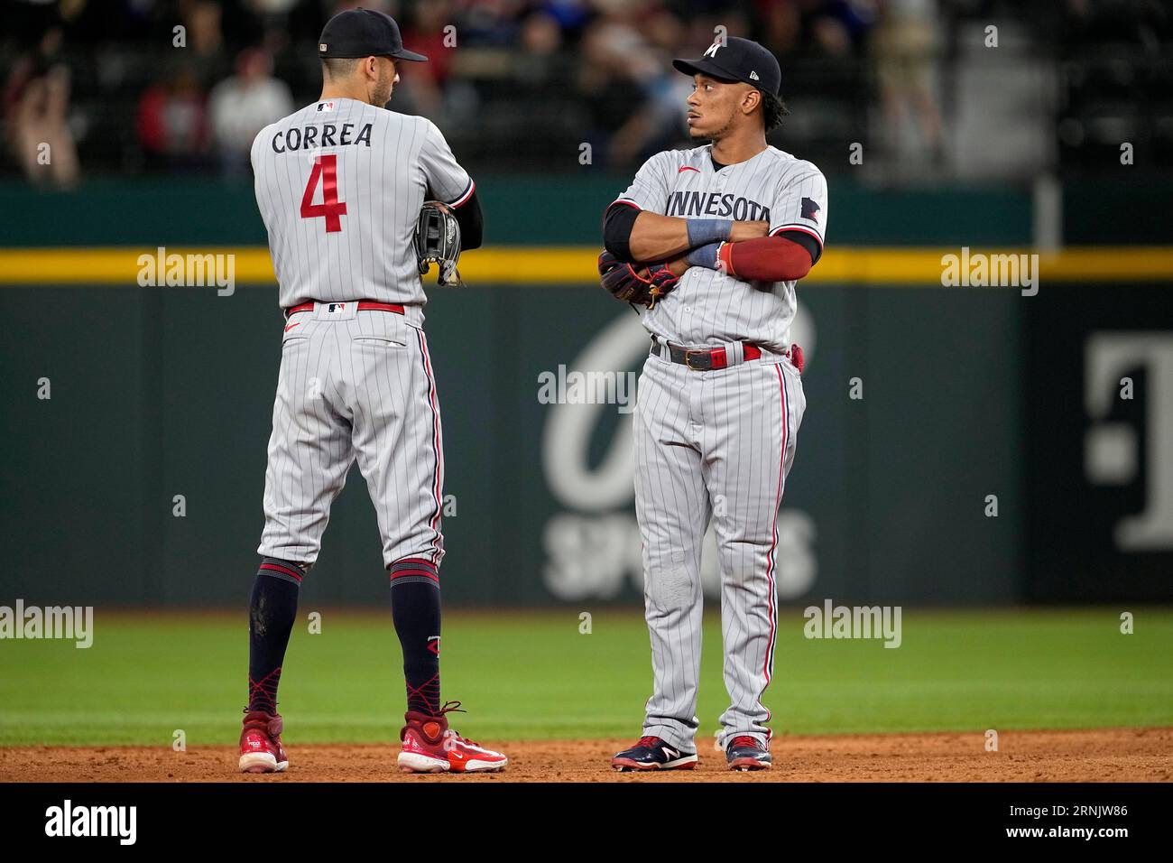 Minnesota Twins shortstop Carlos Correa (4) and second baseman Jorge ...