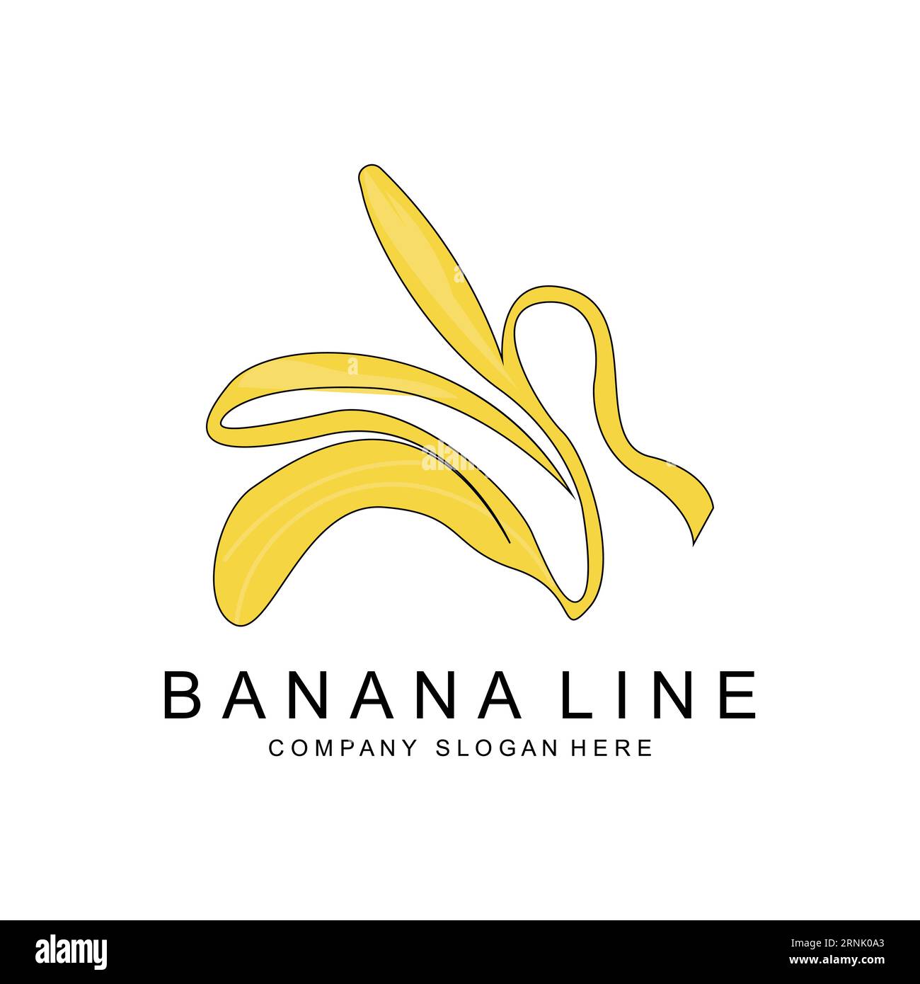 Banana Logo Design, Fruit Vector With Line Art Style, Product Brand
