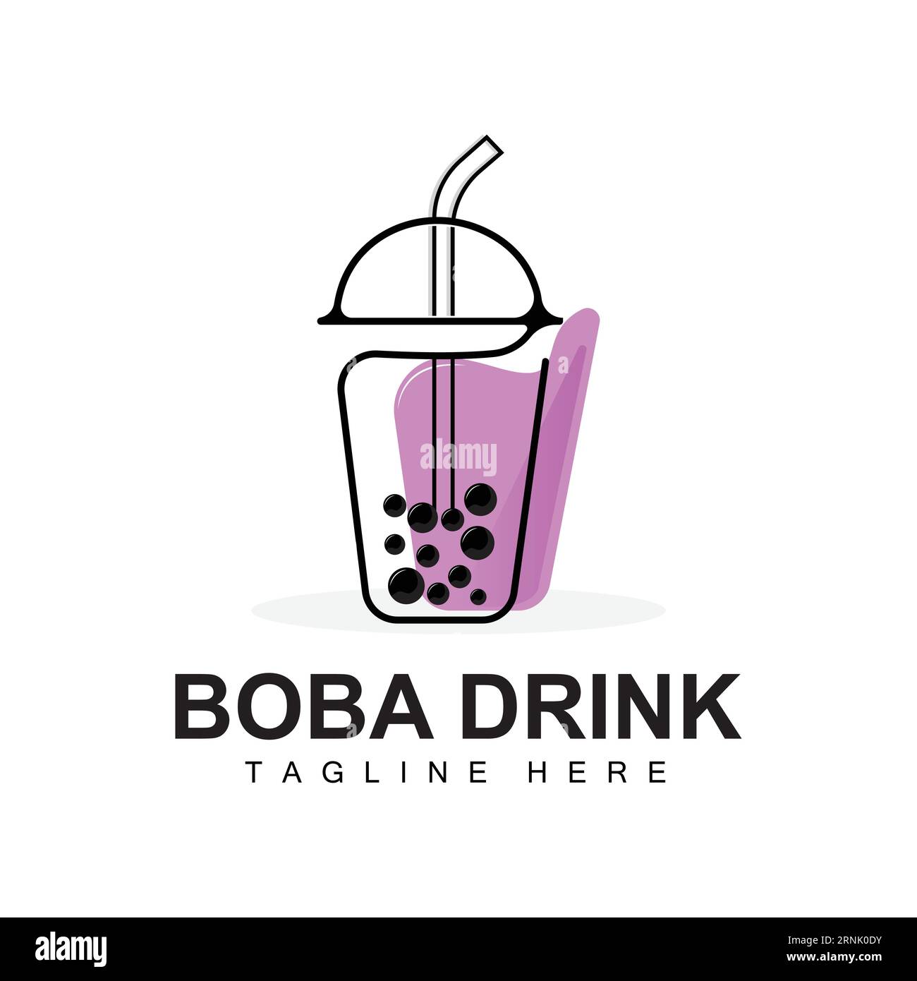 Boba Drink Logo Design, Modern Jelly Drink Bubble Vector, Boba Drink Brand Glass Illustration Stock Vector