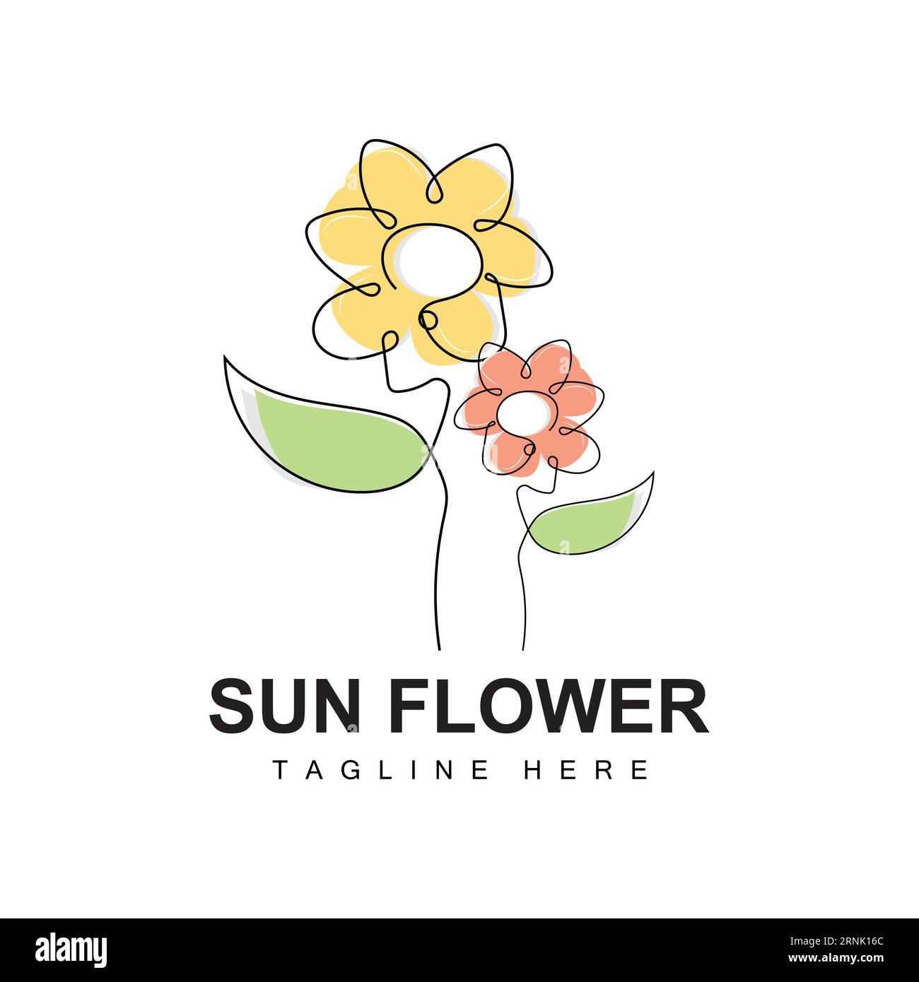 Sunflower Logo Design, Ornamental Plant Garden Plant Icon Vector, Company Product Brand Stock Vector