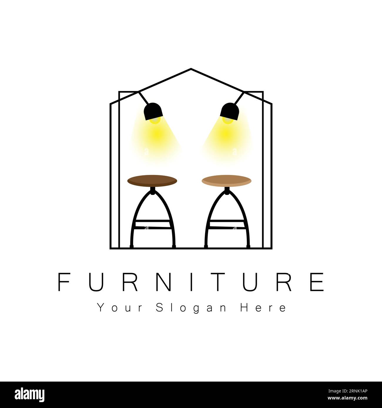 Furniture Logo Design, Home Furniture Illustration Table Icons, Chairs