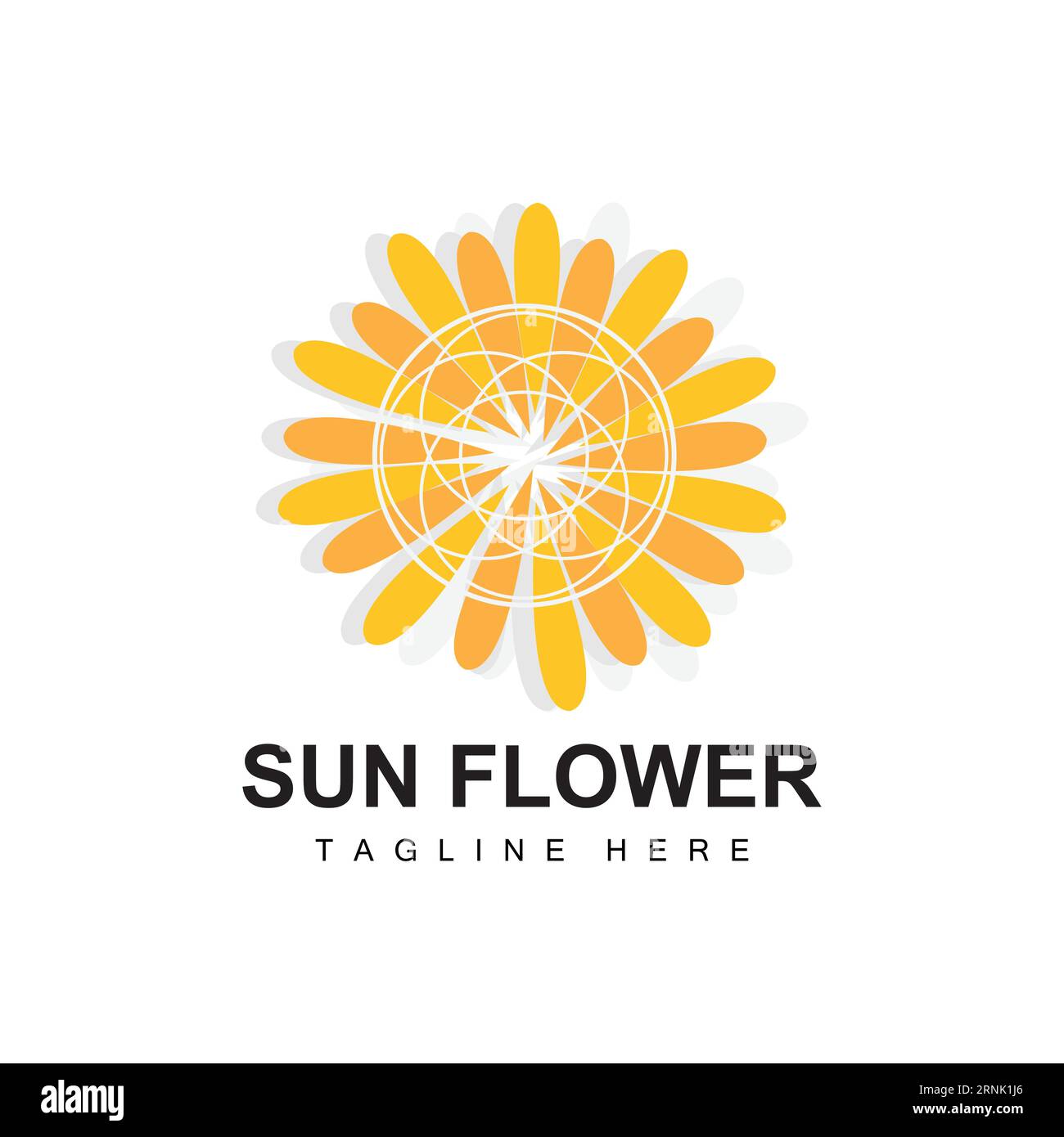 Sunflower Logo Design, Ornamental Plant Garden Plant Icon Vector, Company Product Brand Stock