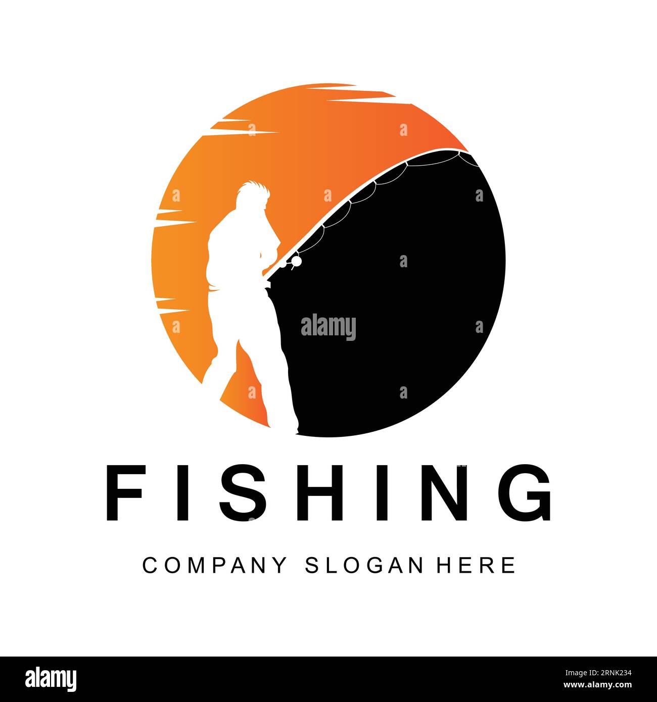 Fishing Logo Design, Fish Hunting Vector Illustration Stock Vector