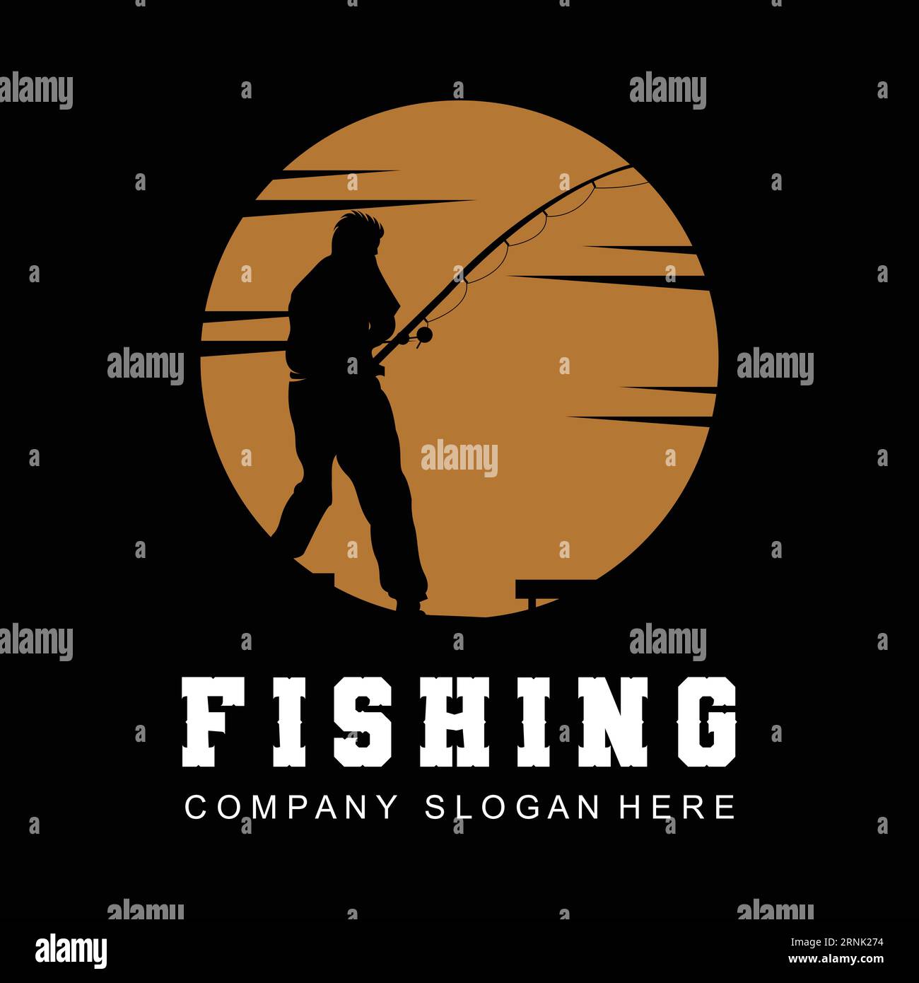 Fishing Logo Design, Fish Hunting Vector Illustration Stock Vector