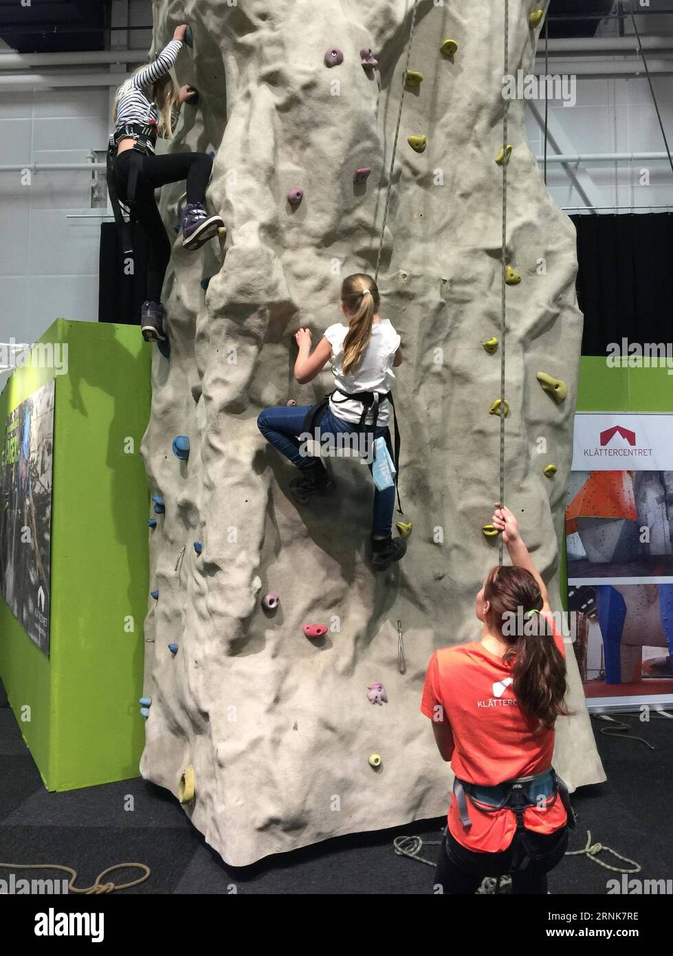 STOCKHOLM, Swedes experience rock climbing at the 2017 Swedish Outdoor Show in Stockholm, capital of Sweden, on March 11, 2017. The show, held from March 10 to March 12, is expected to attract more than 30,000 active outdoor people with a wide range of different interests and levels of experience. ) SWEDEN-STOCKHOLM-2017 SWEDISH OUTDOOR SHOW FuxYiming PUBLICATIONxNOTxINxCHN   Stockholm swedes Experience Rock Climbing AT The 2017 Swedish Outdoor Show in Stockholm Capital of Sweden ON March 11 2017 The Show Hero from March 10 to March 12 IS expected to attract More than 30 000 Active Outdoor Cel Stock Photo