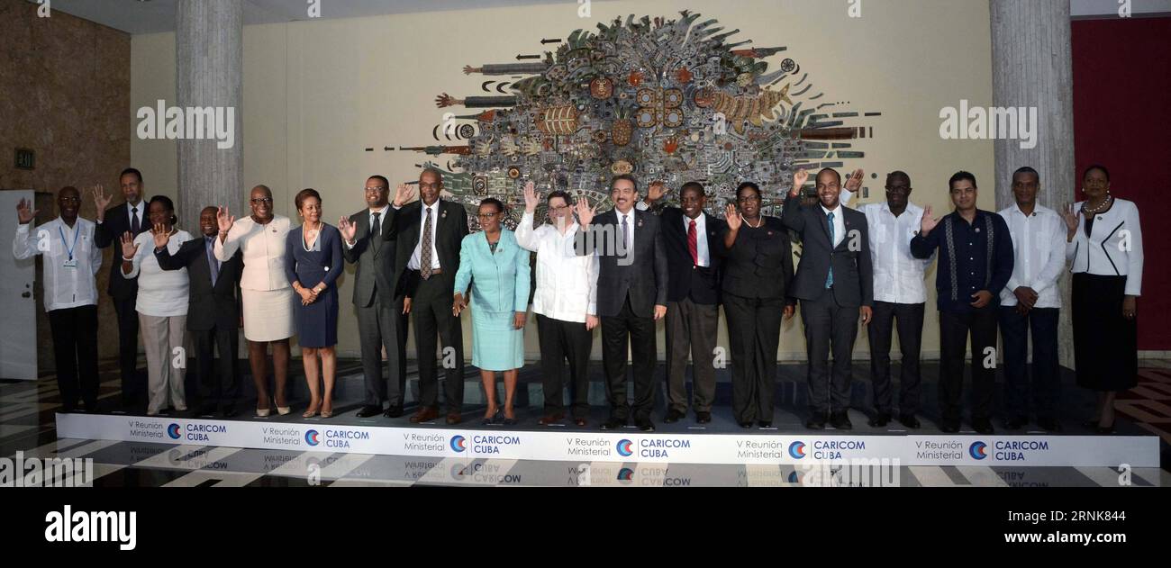 (170312) -- HAVANA, March 11, 2017 -- Participants attending the 5th CARICOM-Cuba Ministerial Meeting pose for a group photo in Havana, Cuba, on March 11, 2017. Cuba and the Caribbean Community (CARICOM)announced in Havana on Saturday a joint strategic work plan for raising the region s global profile and strengthen the bloc s development in various fields. Joaquin Hernandez) (ma) (fnc) CUBA-HAVANA-CARICOM-MEETING e JoaquinxHernandez PUBLICATIONxNOTxINxCHN   170312 Havana March 11 2017 Participants attending The 5th Caricom Cuba Ministerial Meeting Pose for a Group Photo in Havana Cuba ON Marc Stock Photo