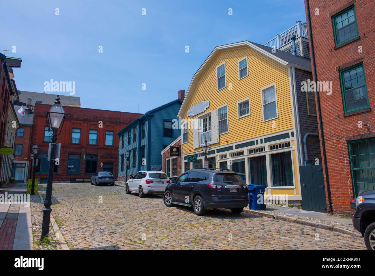 Historic commercial buildings on Water Street in New Bedford Whaling