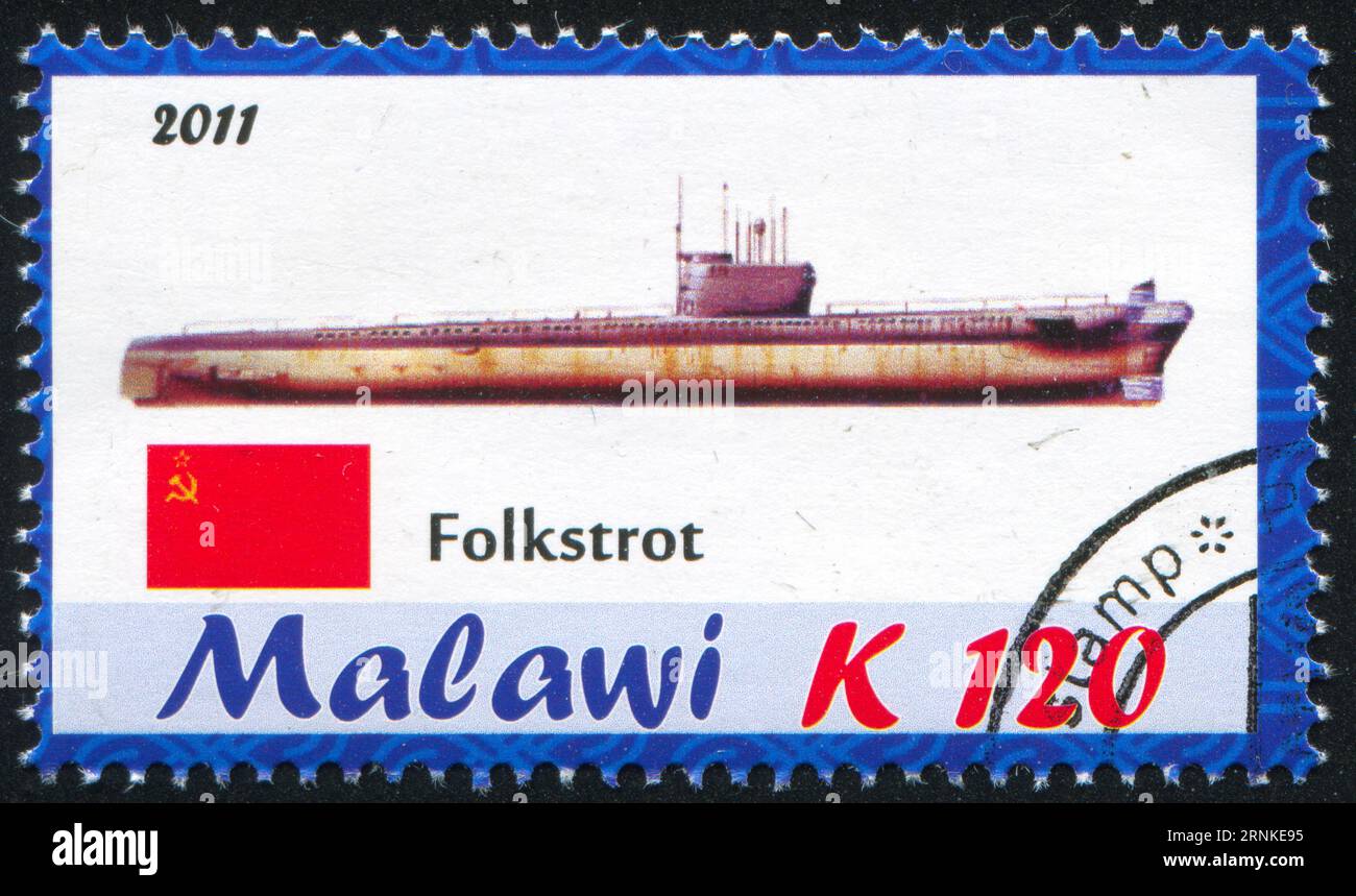 MALAWI - CIRCA 2011: stamp printed by Malawi, shows Submarine, circa 2011 Stock Photo