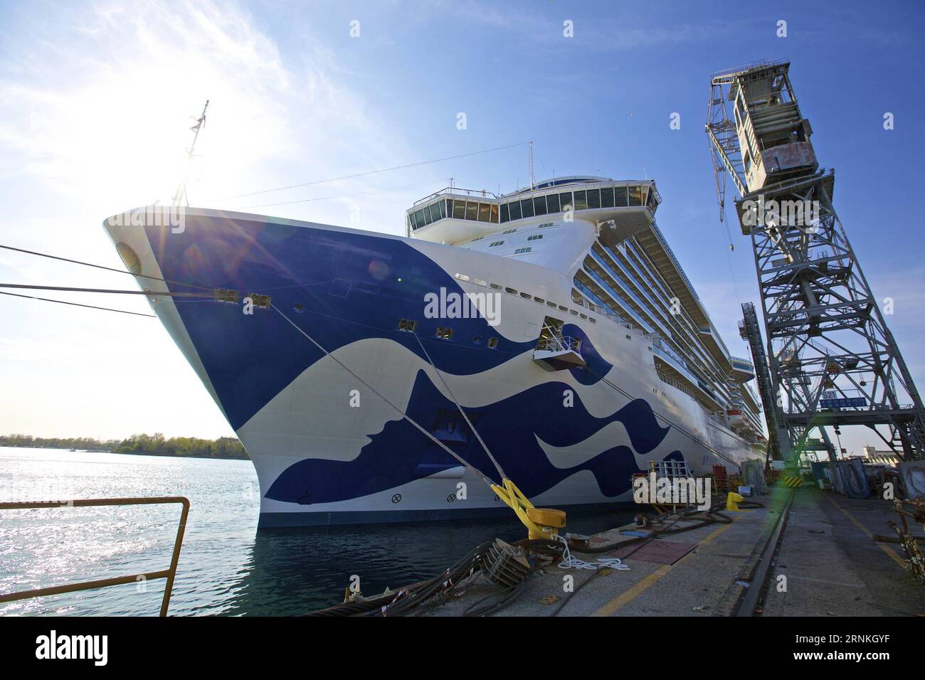 (170331) -- MONFALCONE, March 31, 2017 -- Photo taken on March 30, 2017 shows the luxury cruise ship Majestic Princess at the factory in Monfalcone, Italy. Majestic Princess, an international luxury cruise ship tailored specifically for China s market, will start her inaugural season in Europe on Friday. ) (zf) ITALY-MONFALCONE-CRUISE-MAJESTIC PRINCESS-HANDOVER-SILK ROAD SEA ROUTE JinxYu PUBLICATIONxNOTxINxCHN   Monfalcone March 31 2017 Photo Taken ON March 30 2017 Shows The Luxury Cruise Ship Majestic Princess AT The Factory in Monfalcone Italy Majestic Princess to International Luxury Cruise Stock Photo