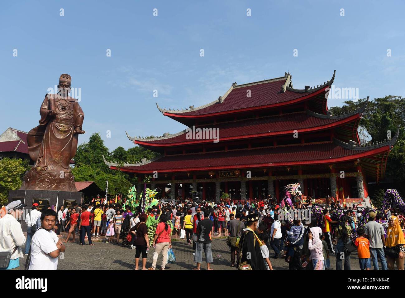 (170407) -- SEMARANG(INDONESIA), April 7, 2017 -- Photo taken on July 31, 2016 shows a ceremony held to commemorate the Chinese Ming Dynasty (1368-1644) navigator Zheng He s arrival at Semarang at the Sam Poo Kong Temple in Semarang, Indonesia. Chinese navy explorer Zheng He who visited the Central Java Province s port city of Semarang 600 years ago has an enduring legacy in the capital of the province. Arriving here at the beginning of the 15th century, Zheng He made a cave on the Simongan Hill as his temporary abode and repaired his ships. During his stay, Zheng He built a mosque and set up Stock Photo