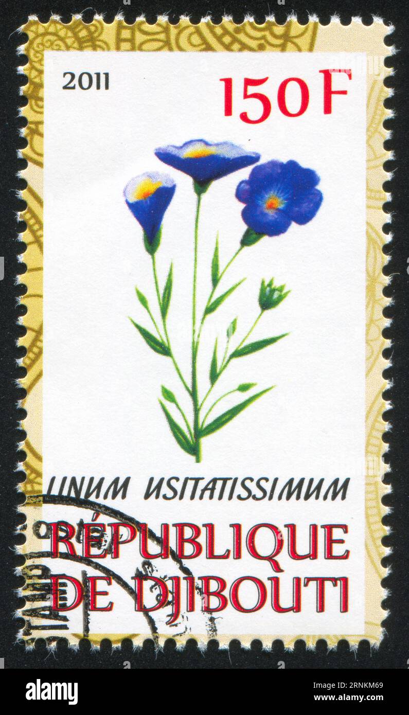 DJIBOUTI - CIRCA 2011: stamp printed by Djibouti, shows Flax, circa 2011 Stock Photo