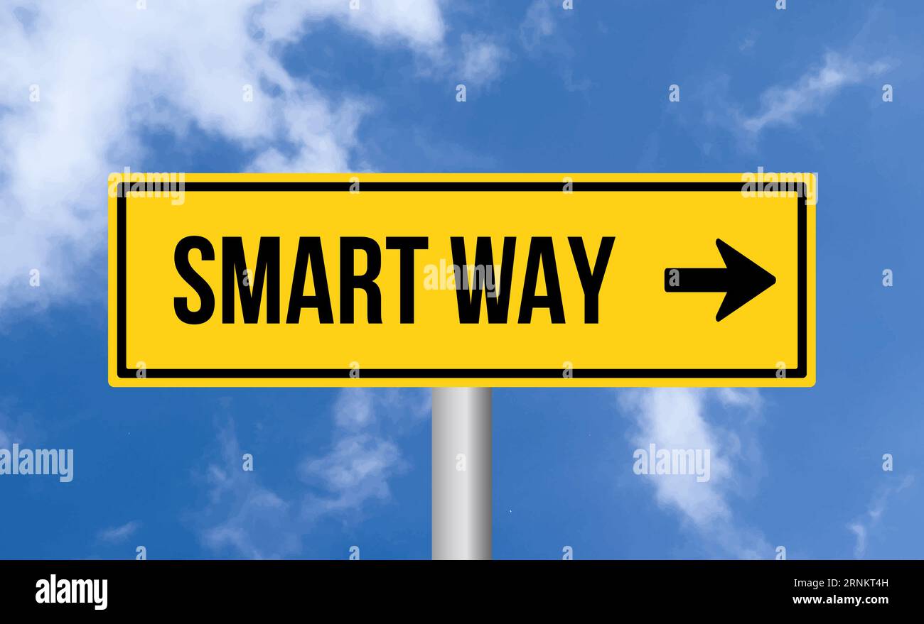 Smart way road sign on sky background Stock Photo - Alamy