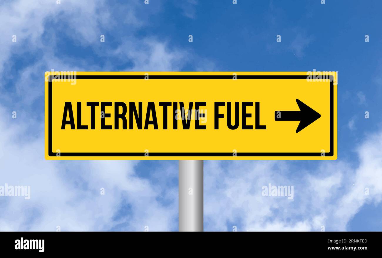 Alternative fuel road sign on sky background Stock Photo Alamy