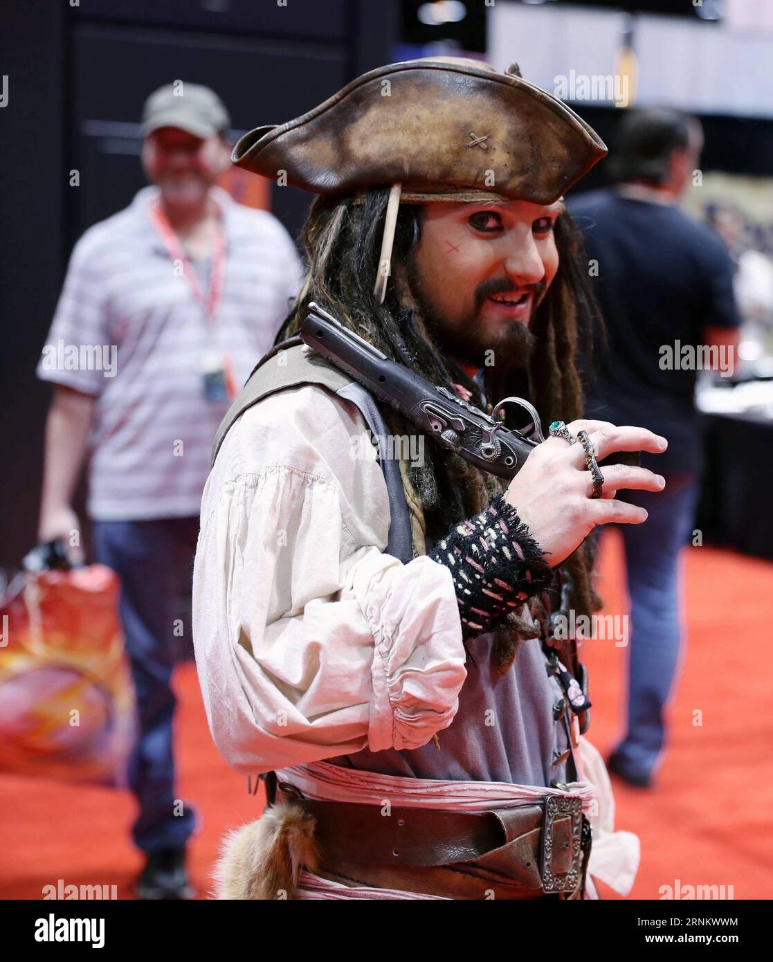 (170422) -- CHICAGO, April 22, 2017 -- A cosplayer dressed in Captain Jack Sparrow s costume poses for pictures during the Chicago Comic and Entertainment Expo (C2E2) in Chicago, the United States, April 21, 2017. The C2E2 kicked off in Chicago on April 21 and will last for three days. ) (zxj) U.S.-CHICAGO-COMIC AND ENTERTAINMENT EXPO WangxPing PUBLICATIONxNOTxINxCHN   Chicago April 22 2017 a Cosplayer Dressed in Captain Jack Sparrow S costume Poses for Pictures during The Chicago Comic and Entertainment EXPO C2E2 in Chicago The United States April 21 2017 The C2E2 kicked off in Chicago ON Apr Stock Photo