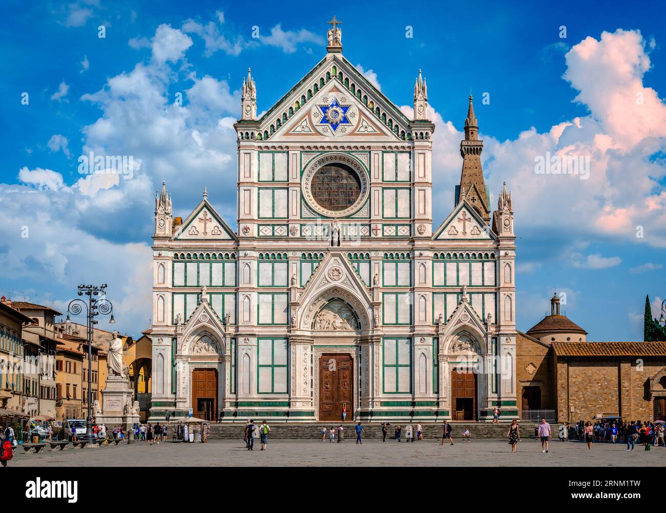 Basilica di Santa Croce, the principal Franciscan church in Florence, Italy, situated on the Piazza di Santa Croce. Stock Photo