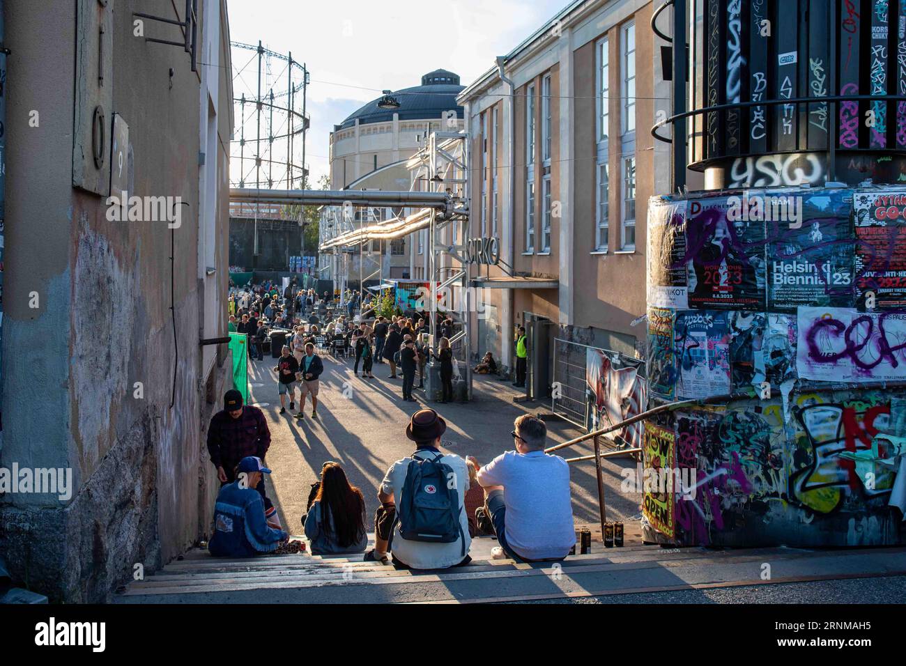 People at Jytäkesä Go-Go 2023 festival in Suvilahti district of Helsinki, Finland Stock Photo