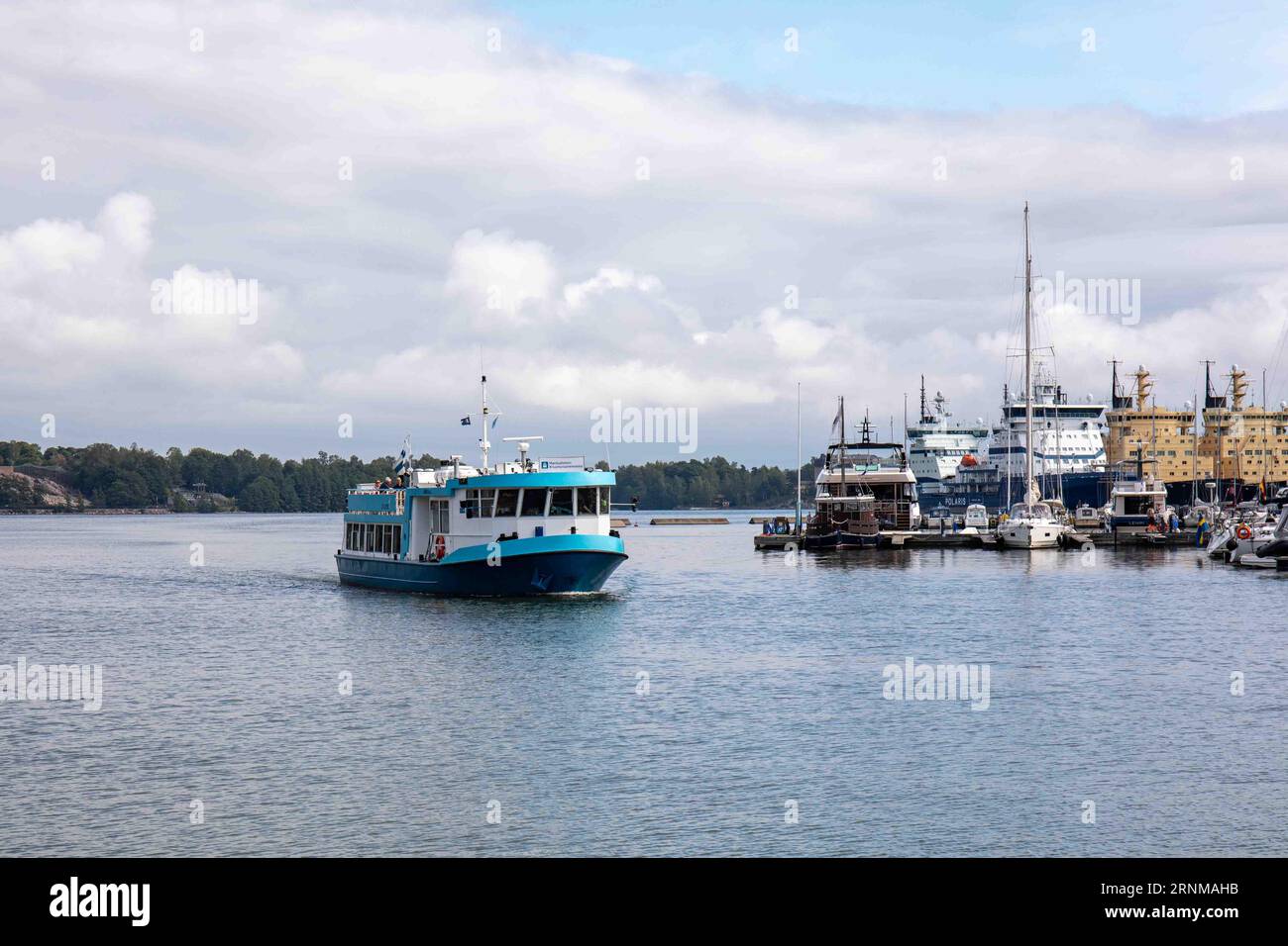 JT-Line's M/S Amiraali ferry connection approaching Meritullintori in Helsinki, Finland Stock Photo