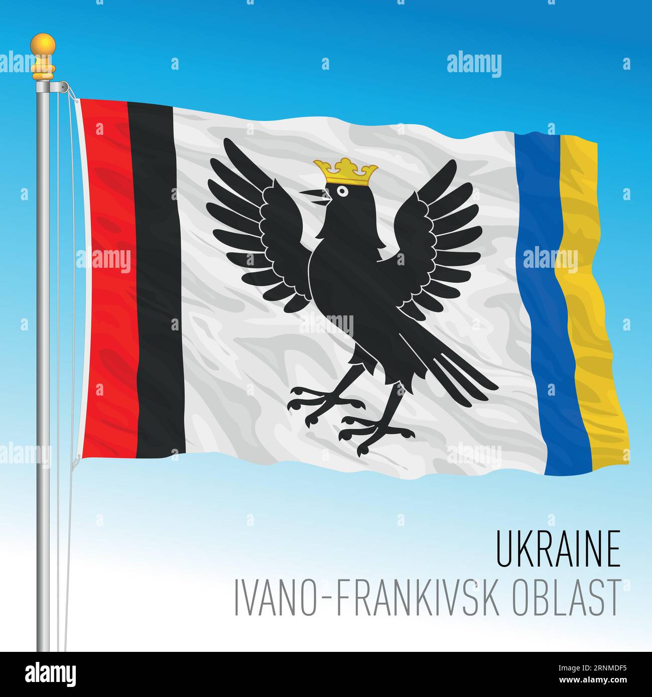 Ukraine, Ivano-Frankivsk Oblast waving flag, europe, vector ...