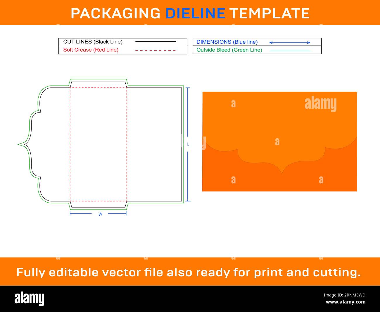 Envelope Die line Template, SVG, EPS, PDF, Ai, DXF, PNG, JPEG Stock