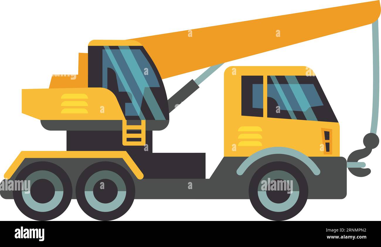 Tow truck flat icon. Crane tower vehicle Stock Vector