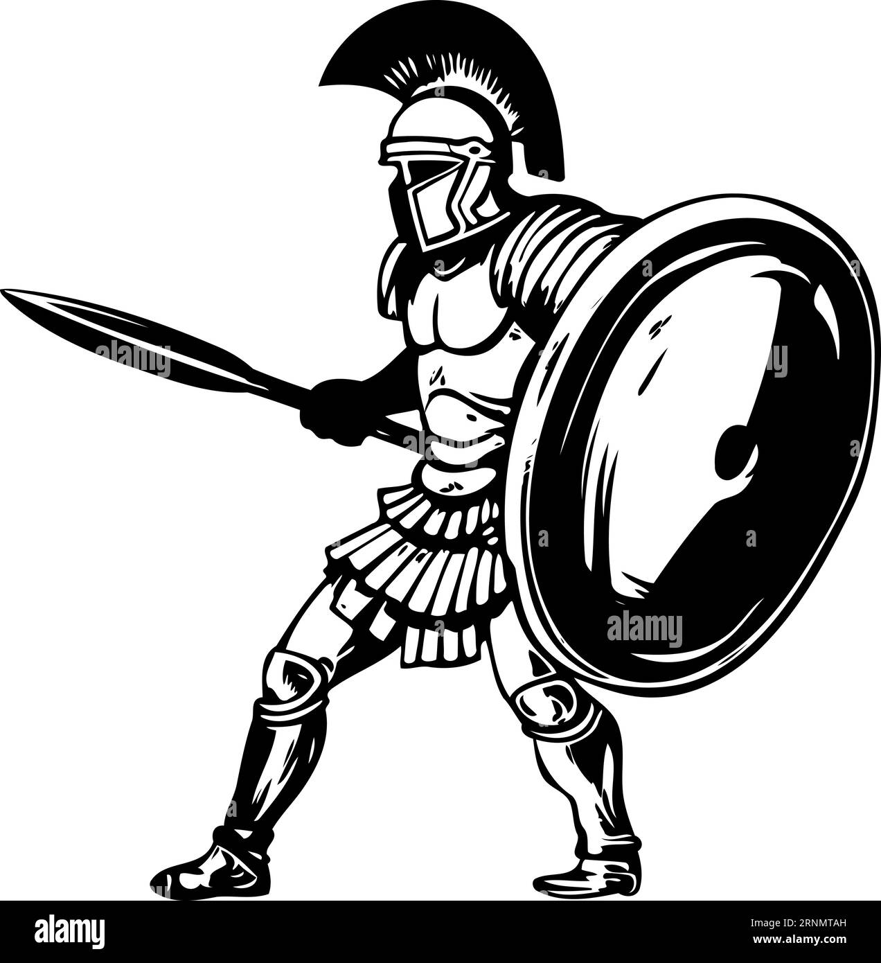 ancient roman soldier black and white minimalistic vector illustration Stock Vector
