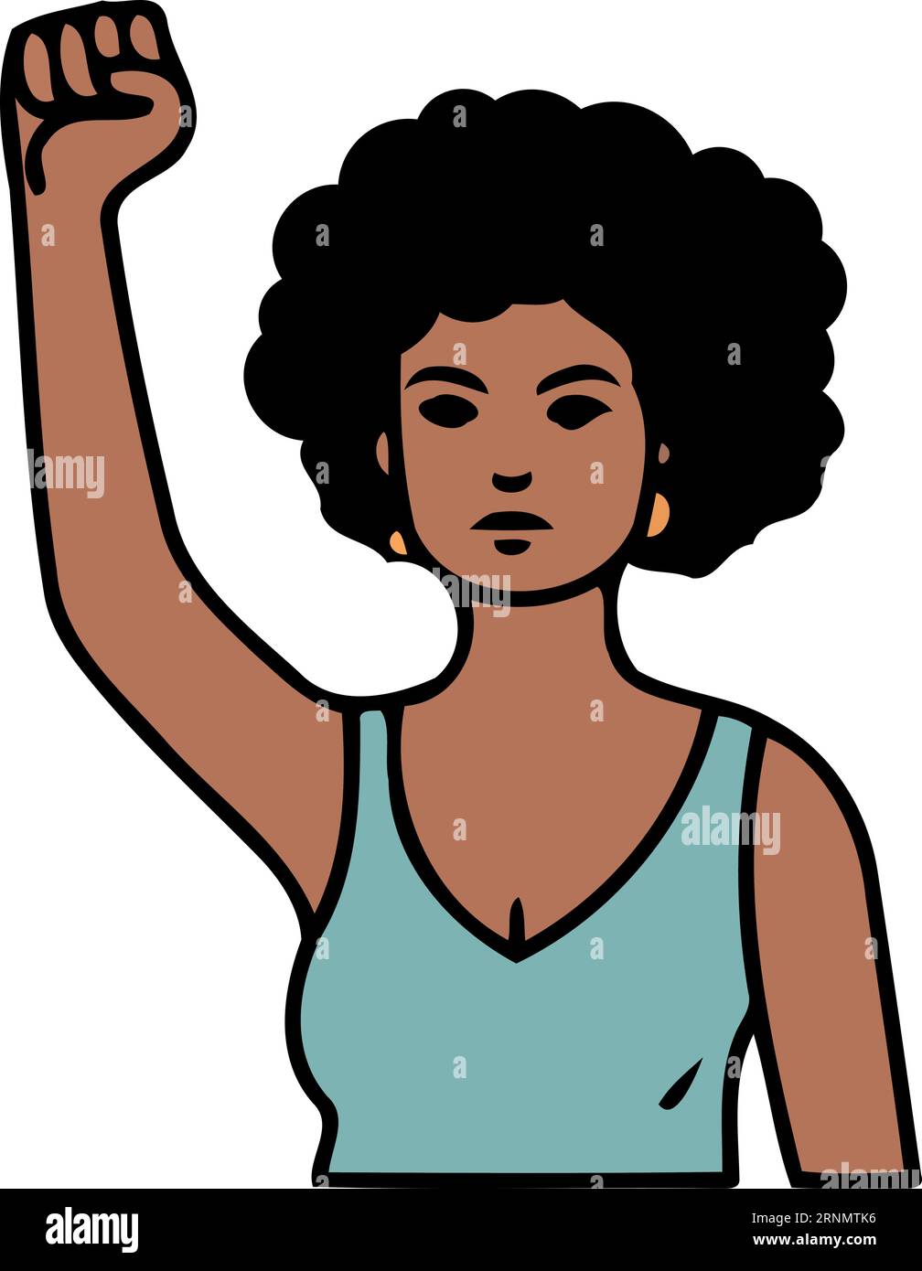 person black woman clenched fist raised minimalistic vector
