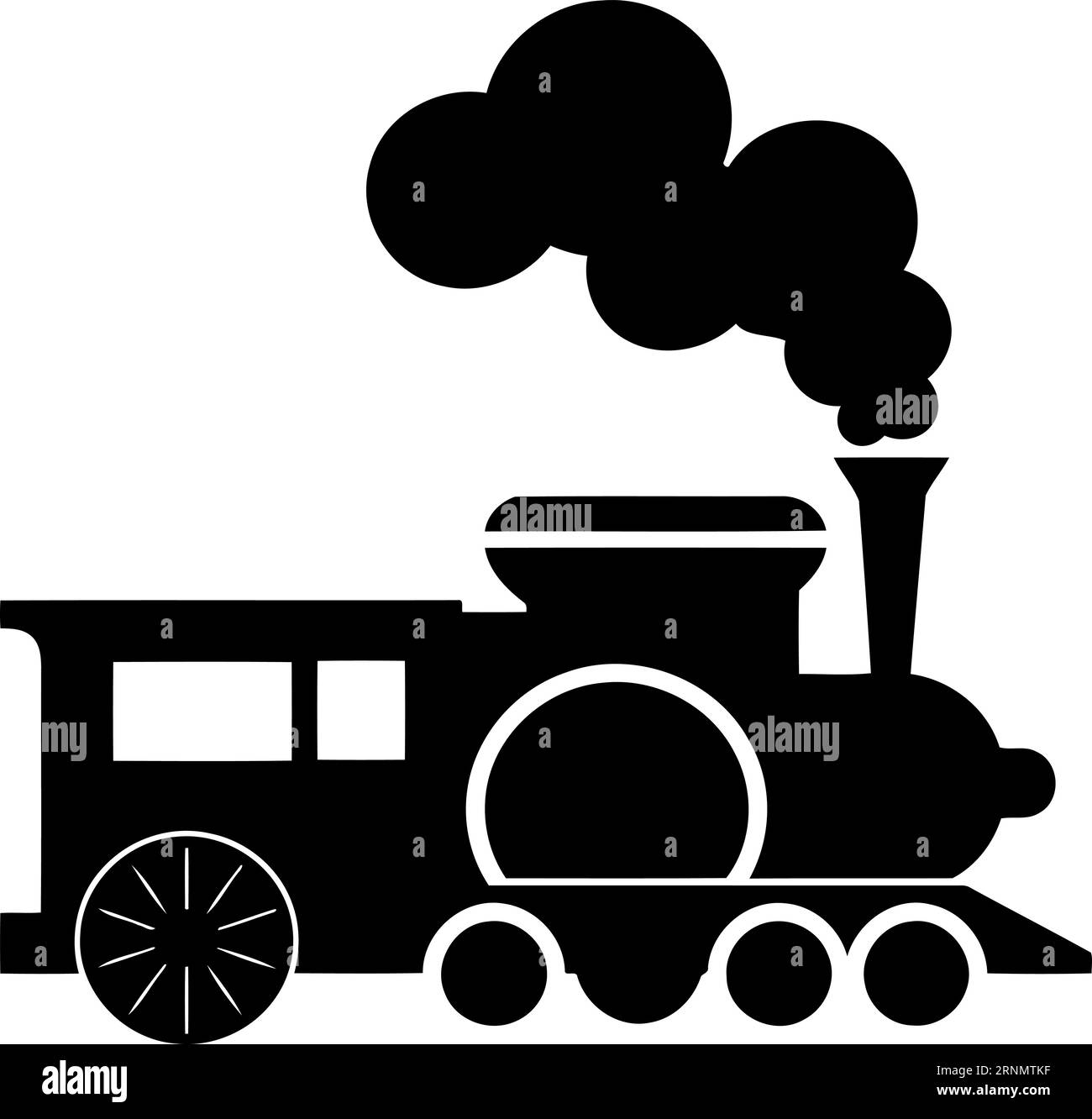 iron train smoking black and white minimalistic vector illustration