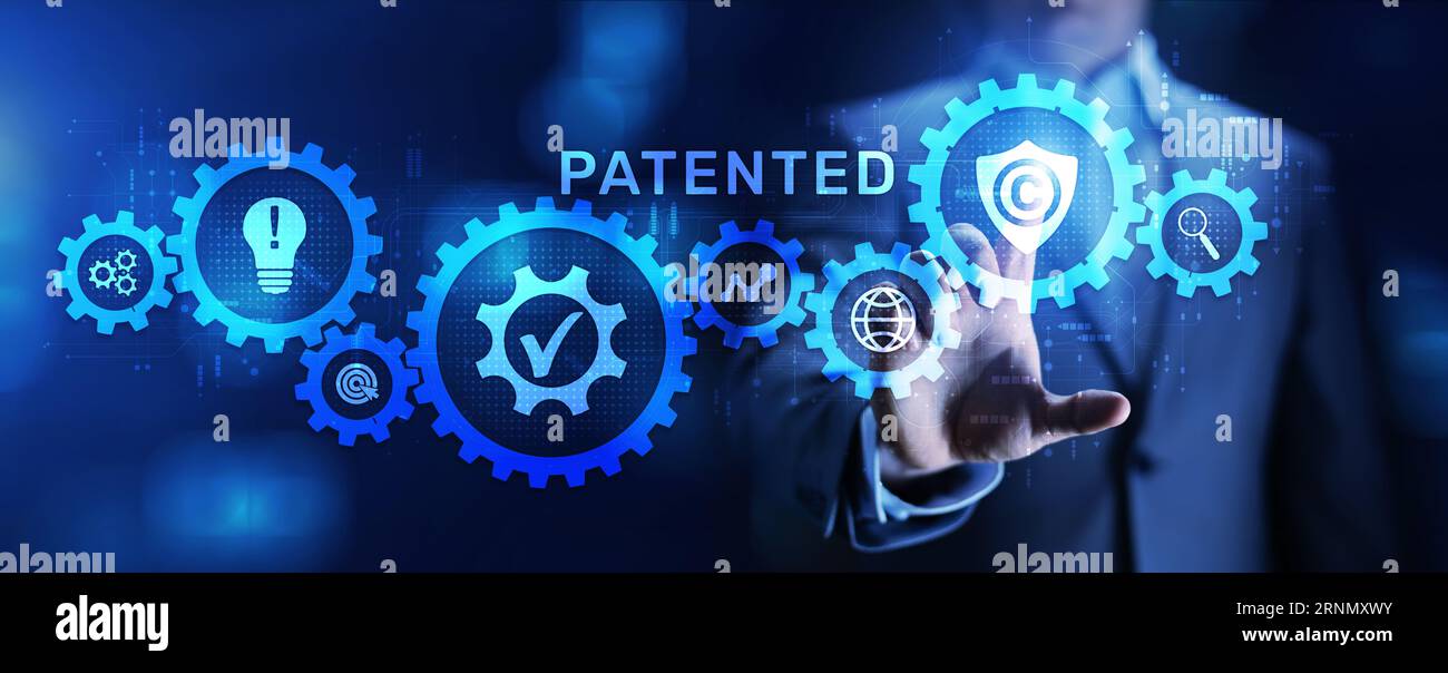 Patented. Patent copyright protection business technology concept. Stock Photo