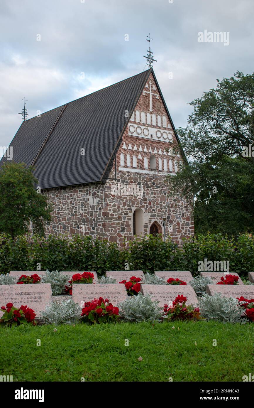 Medieval greystone Church of St. Mary in Hollola (Finnish: Hollolan kirkko), Finland. The church was built between the years 1495-1510. One of the 86 Stock Photo