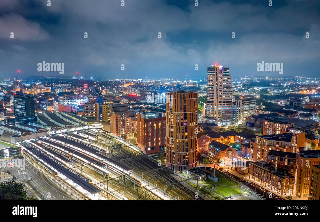 Leeds City Centre aerial view. Yorkshire england. University city view and skyline. Stock Photo