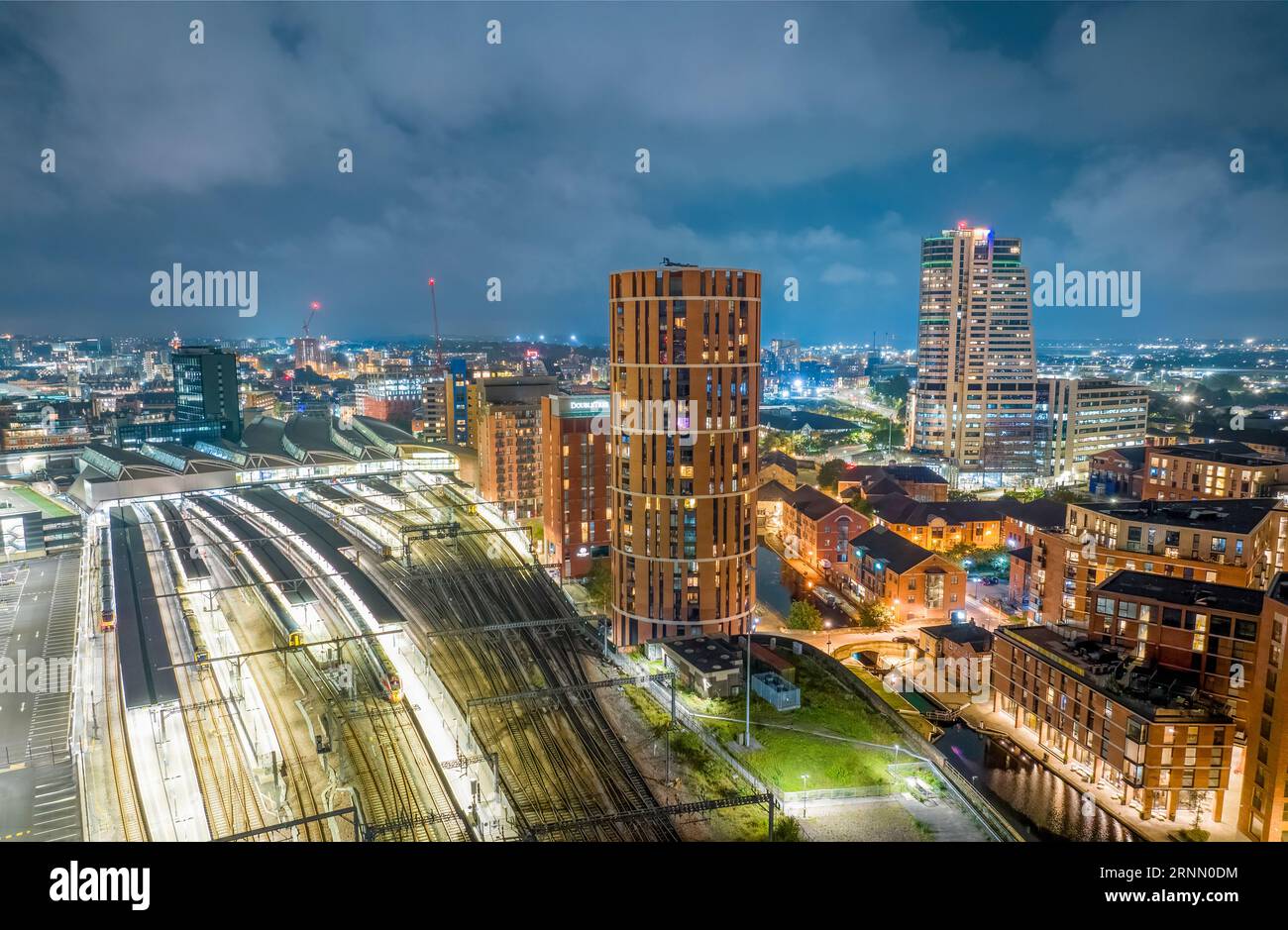 Leeds City Centre aerial view. Yorkshire england. University city view and skyline. Stock Photo
