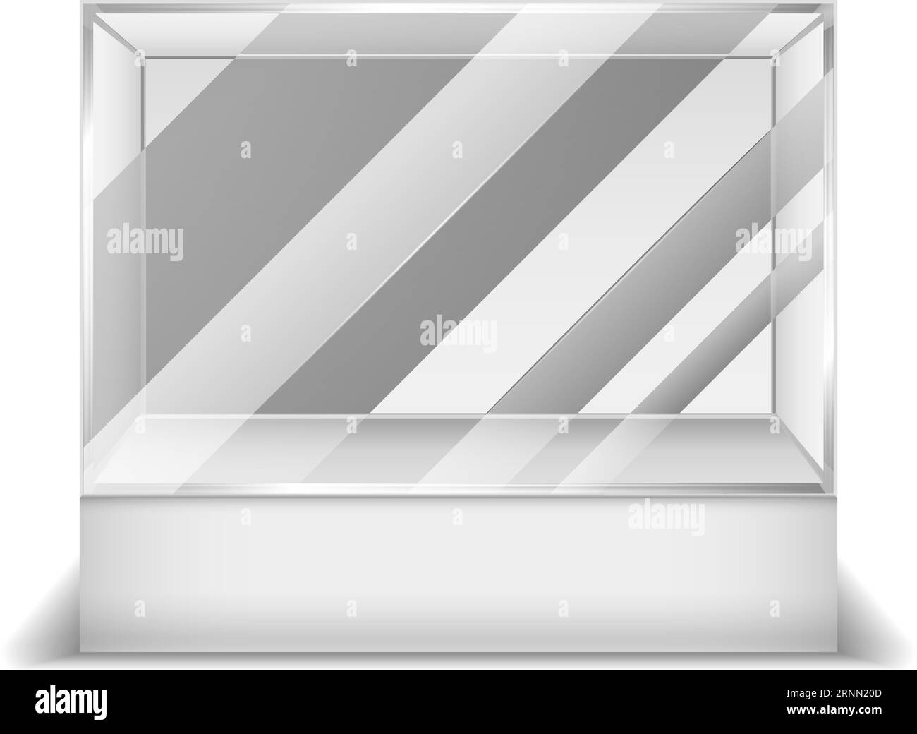 Realistic showcase display mockup. Transparent glass box Stock Vector