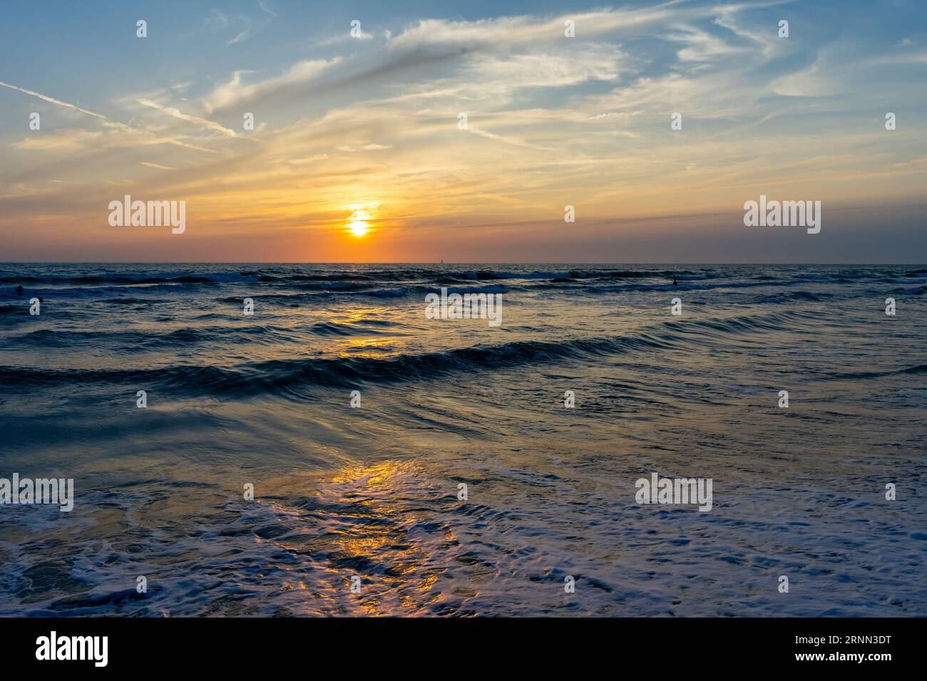 sunset over the Mediterranean sea Stock Photo