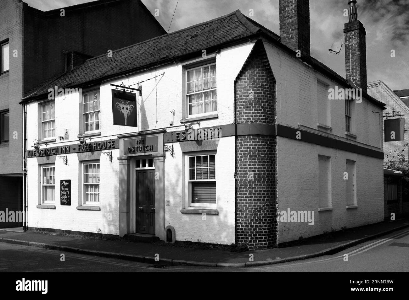 Cafes office building buildings city Black and White Stock Photos