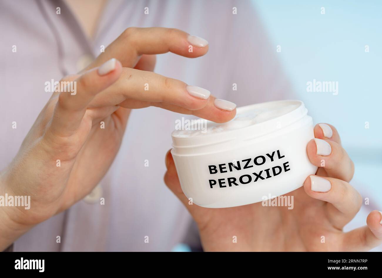 Benzoyl Peroxide An antimicrobial cream used to treat acne by killing