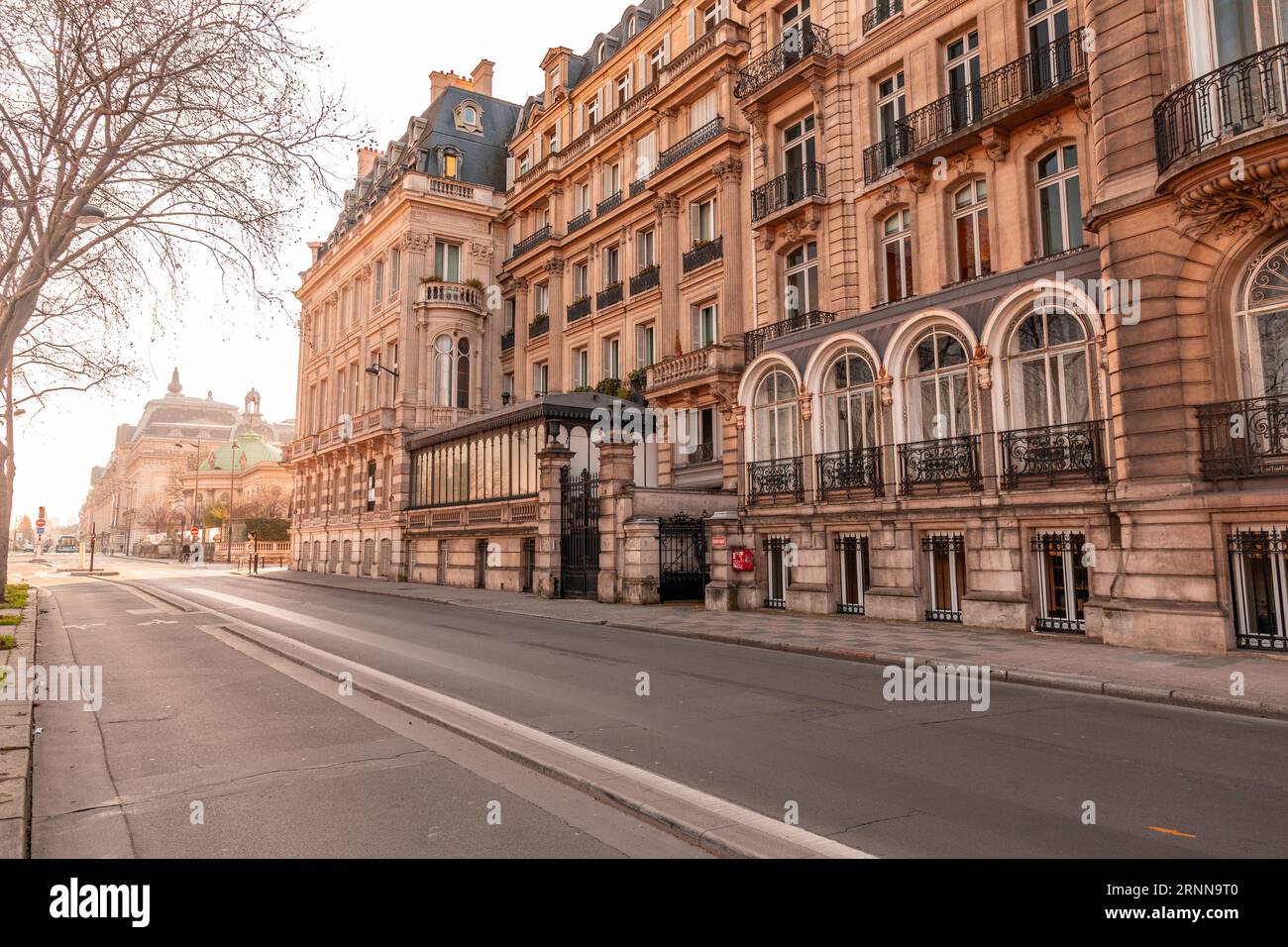 Paris, France - January 24, 2022: General street view from Paris, the French capital. Typical French architecture and urban view. Stock Photo
