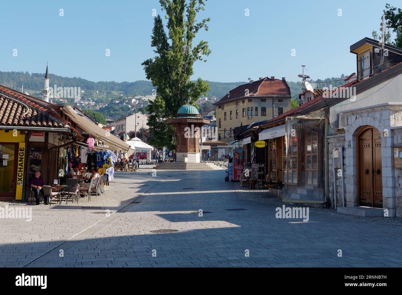 The Sebilj, an Ottoman-style wooden fountain in the Baščaršija neighbourhood in the city of Sarajevo, Bosnia and Herzegovina, September 02, 2023 Stock Photo