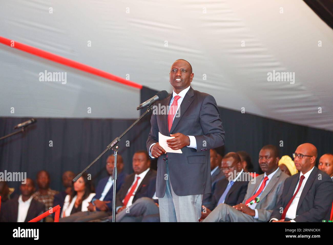 (170707) -- ELDORET(KENYA), July 7, 2017 -- Kenyan Deputy President William Ruto delivers a speech on the launching ceremony of the Special Economic Zone project in Eldoret, Kenya, on July 7, 2017. Kenya on Friday launched a Special Economic Zone (SEZ) project that is expected to attract about 2 billion U.S. dollars of foreign investments. The project is a joint venture between Kenyan-based company Africa Economic Zone and China s Guangdong New South Group. ) KENYA-ELDORET-SPECIAL ECONOMIC ZONE-LAUNCHING CEREMONY PanxSiwei PUBLICATIONxNOTxINxCHN   Eldoret Kenya July 7 2017 Kenyan Deputy Presid Stock Photo