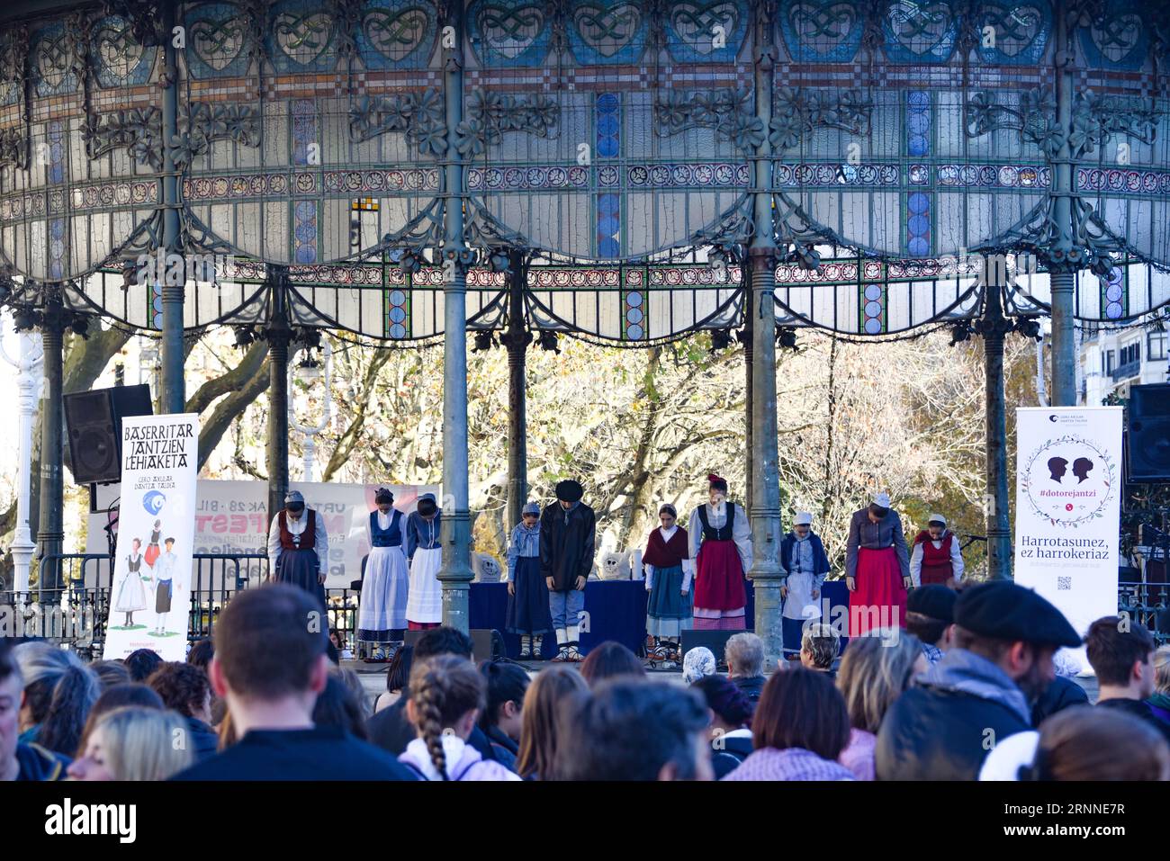 San Sebastian, Spain - Dec 21, 2022: Children perform traditional ...