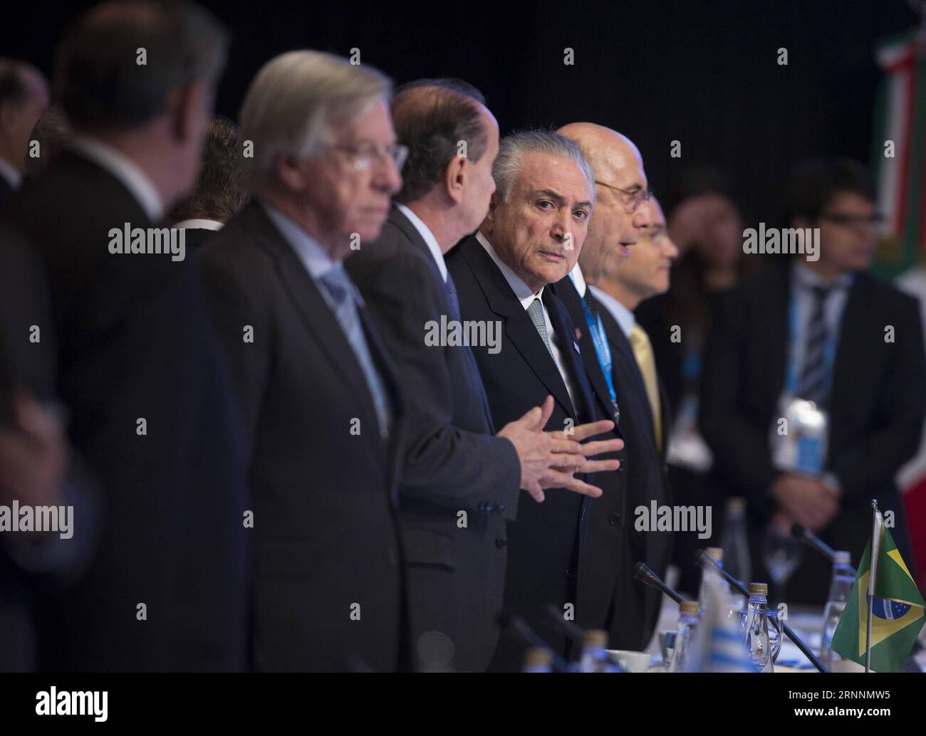 (170722) -- MENDOZA, July 22, 2017 -- President of Brazil Michel Temer (4th L) attends the Presidents meeting during the Summit of Heads of States of the Southern Common Market (Mercosur) and Associated States, in the city of Mendoza, Argentina, on July 21, 2017. Members of the Southern Common Market (Mercosur) trade bloc seek to recover the group s trade dynamism by boosting free trade among themselves and with other regions, a senior Argentine official said Friday. Martin Zabala) (ma)(gj) ARGENTINA-MENDOZA-MERCOSUR-SUMMIT e MARTINxZABALA PUBLICATIONxNOTxINxCHN   Mendoza July 22 2017 Presiden Stock Photo