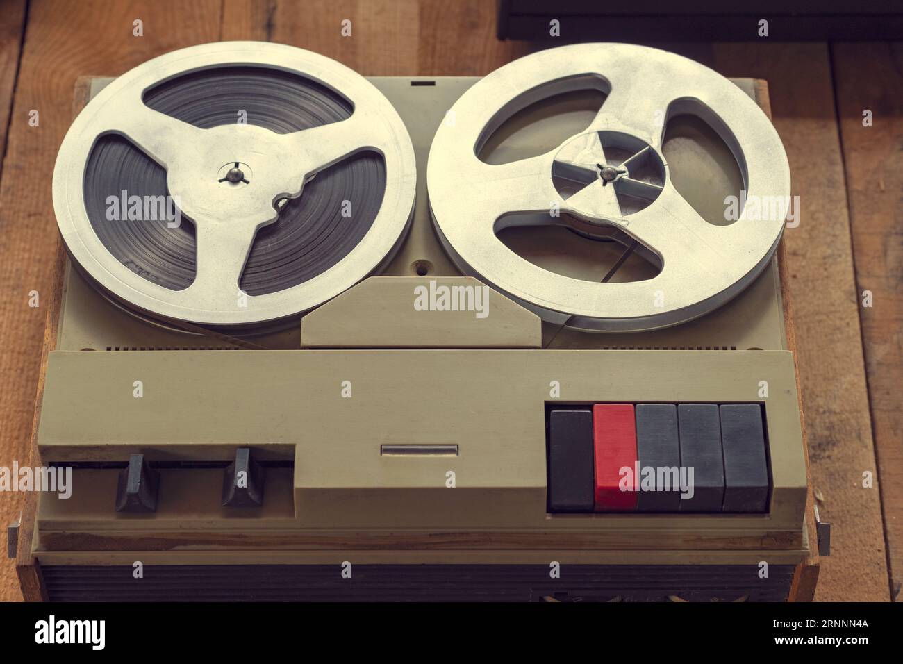 stock, close up. Bobbin tape recorder. Reel Bobbin. Old vintage player