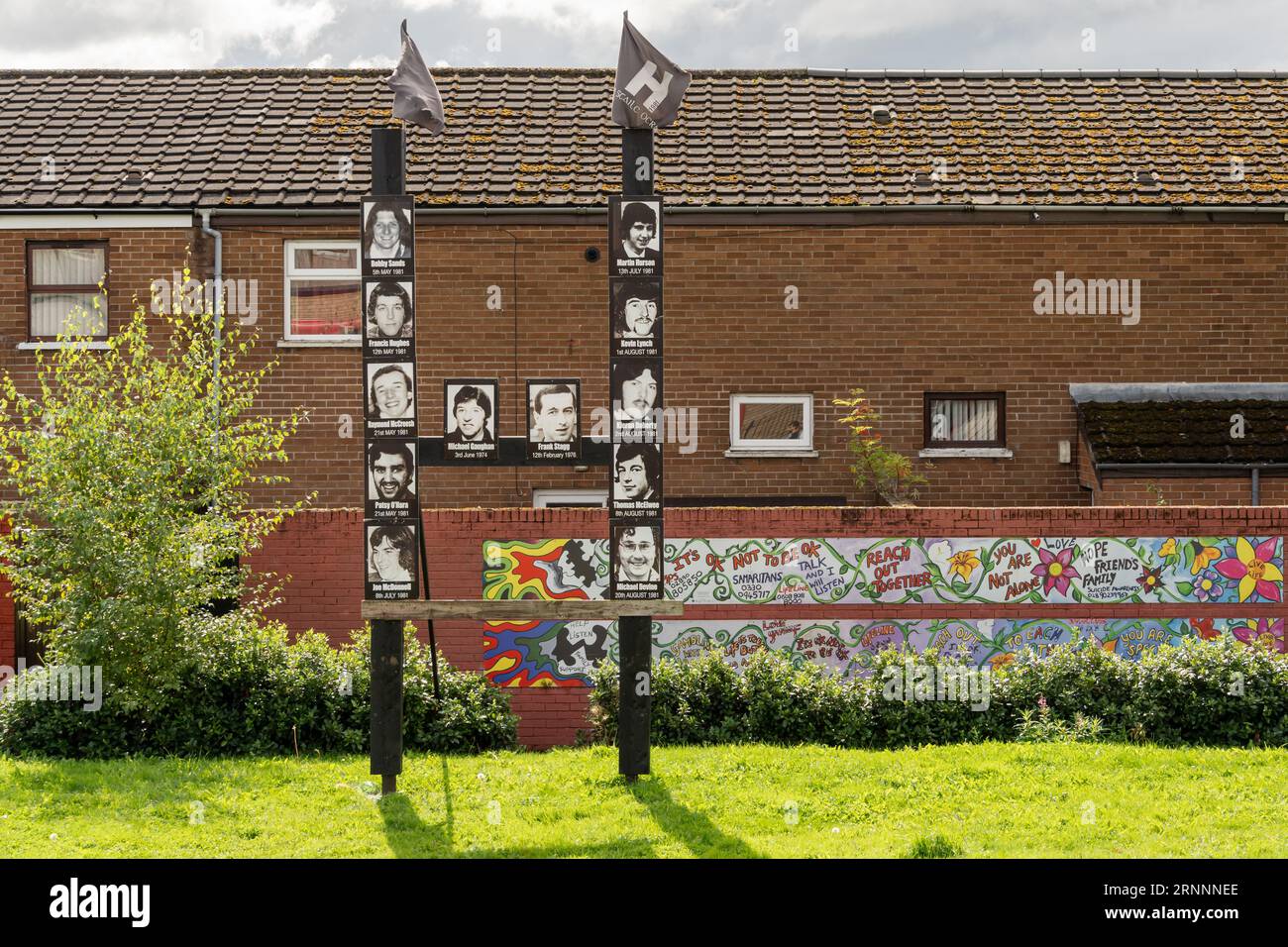 Irish Republican memorial to H block prisoners, on the Falls Road in Belfast, northern Ireland. Stock Photo