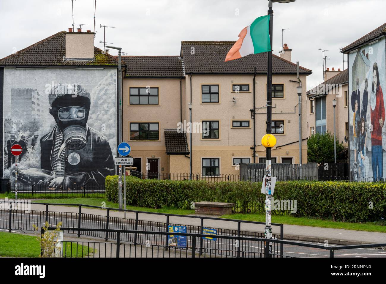 People's Gallery - Petrol Bomber mural near Free Derry Corner in the Irish Republican area of Bogside, Derry - Londonderry, northern Ireland Stock Photo