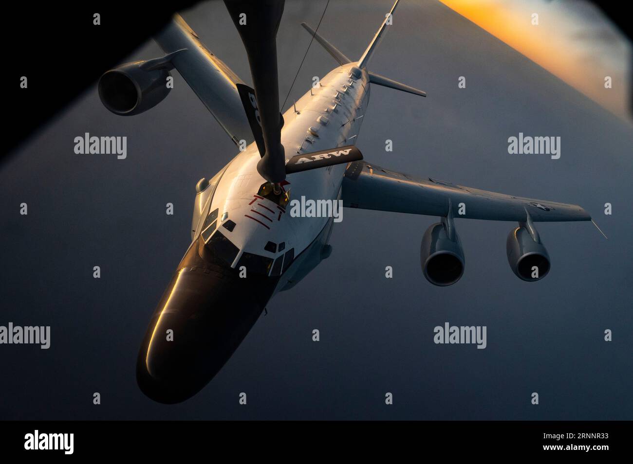 A U.S. Air Force RC135 aerial refueling from a KC135 on Aug. 19, 2023