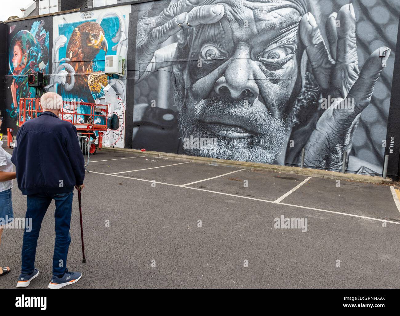 Southend on Sea, Essex, UK. 2nd Sep, 2023. Billed as Europe’s largest street art festival, Southend is continuing to celebrate its new city status with the City Jam event. Over 200 local, national and international street artists are displaying their skills at 100 locations around the city centre. Some temporary walls have been set up, but the artists are also decorating the sides of buildings and other permanent structures. Running from the first to third of September, artists can be seen working on the murals around the streets and properties. Viewing work by JEKS Stock Photo