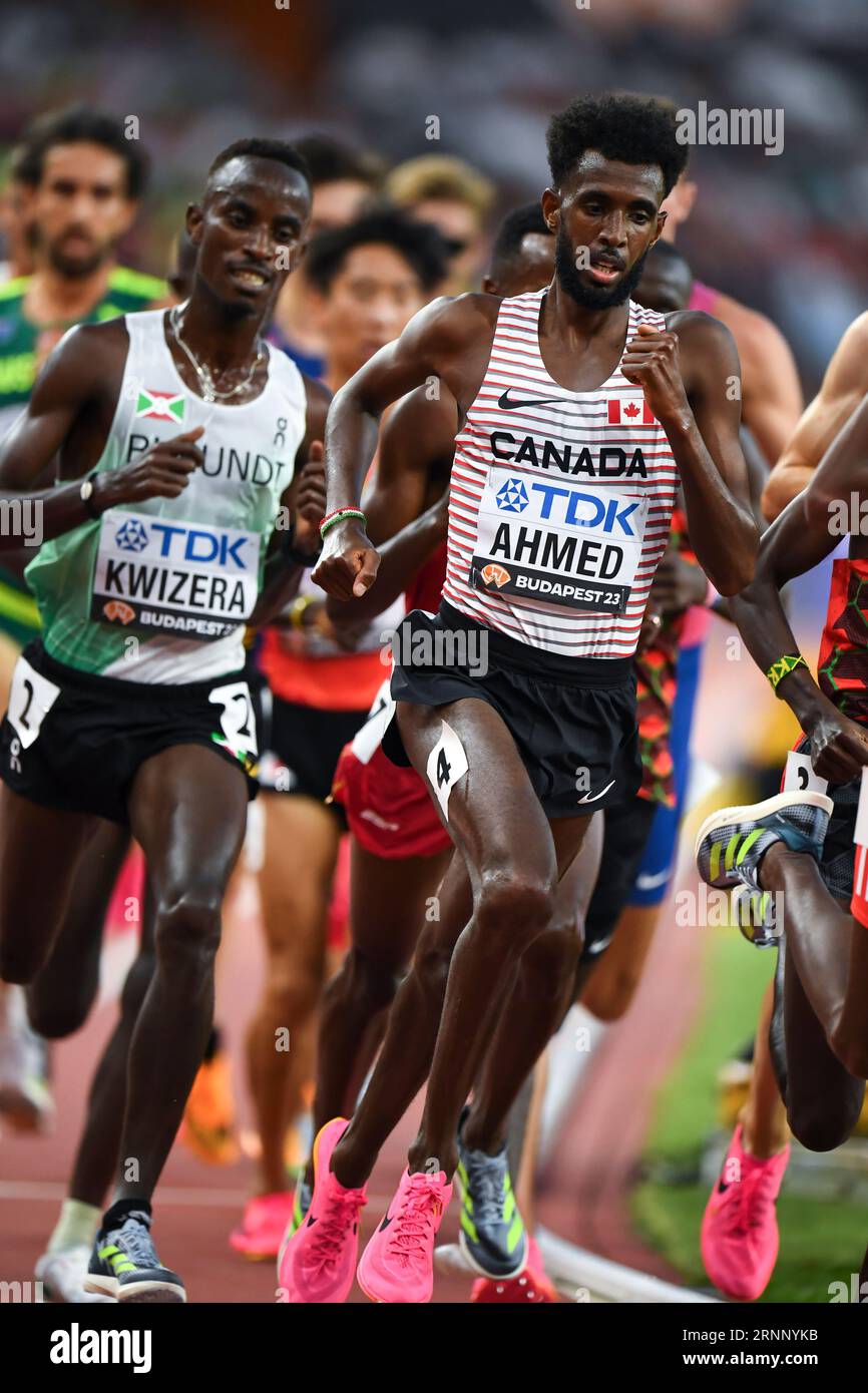 Mohammed Ahmed of Canada competing in the men’s 5000m B race on day 6