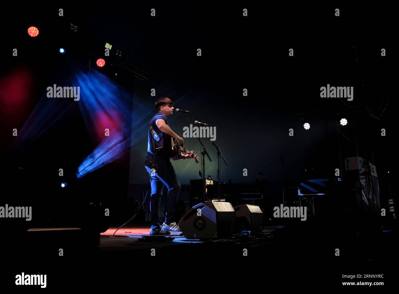 Jedburgh, UK. 02nd Sep, 2023. EdgeFest 2023, Music Festival. Artist Connor Fyfe on stage, the first act to perform at the inaugural event, being held at Lilliardsedge, near Jedburgh. Music and entertainment under the big top. Artist : Connor Fyfe ( Credit: Rob Gray/Alamy Live News Stock Photo