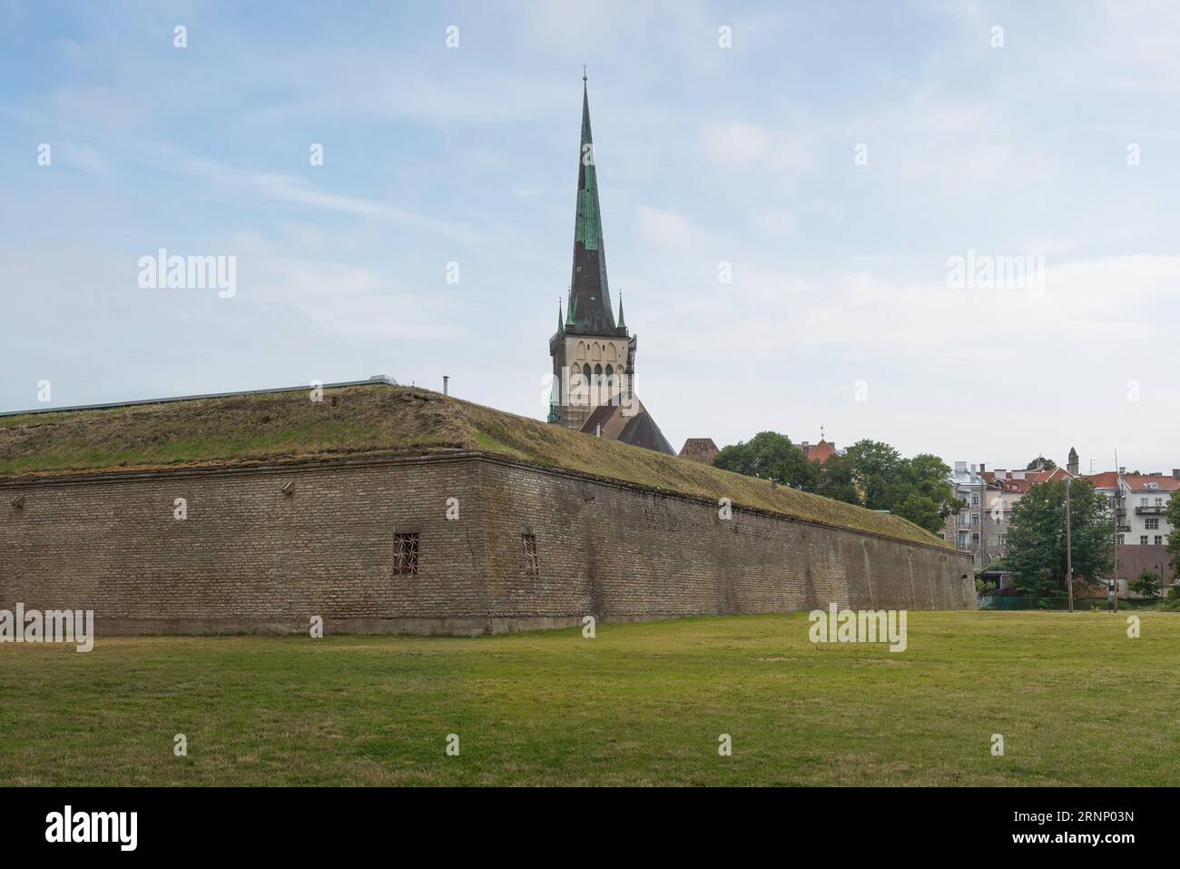 St. Olaf Church and Small Coastal Gate Bastion - Tallinn, Estonia Stock Photo