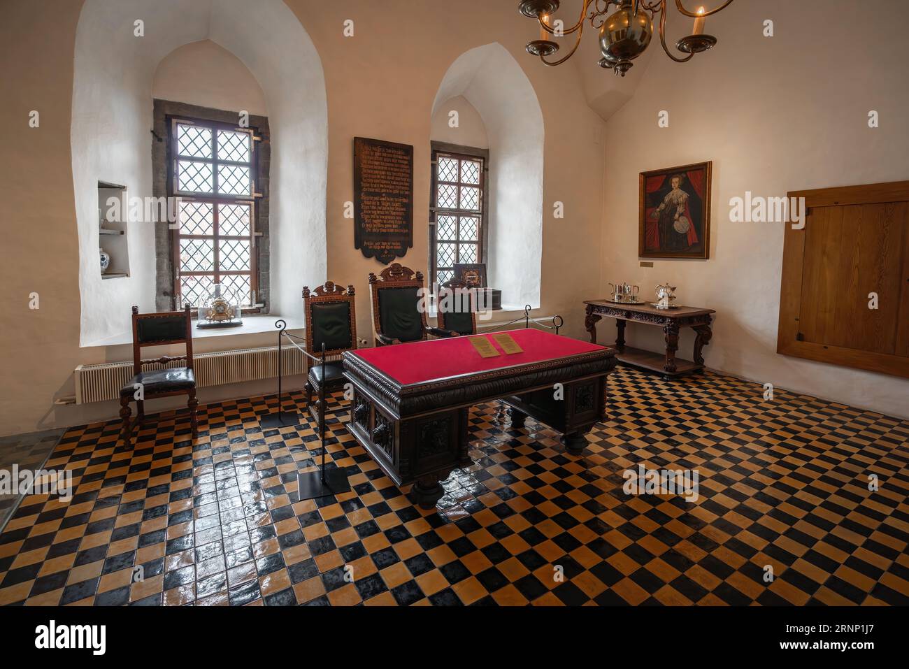 Accounting Chamber (Kammerei) at Tallinn Town Hall Interior - Tallinn, Estonia Stock Photo